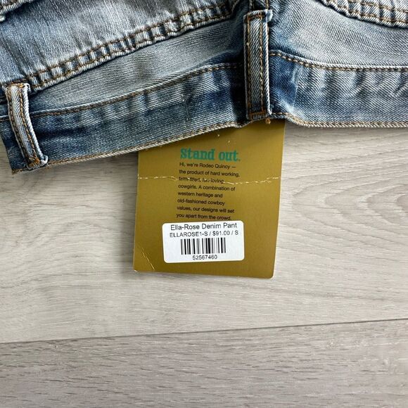 Rodeo Quincy Ella Rose Denim Pant Blue S NWT - Picture 8 of 8